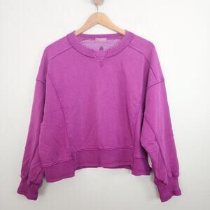 Free People x Hatch Maternity Intercept Crewneck Sweatshirt Fluorescent Berry S